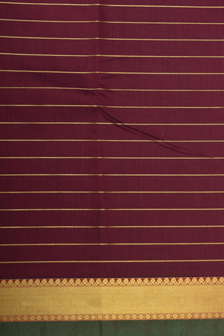 Zari Border With Veldhari Stripes Dark Purple Apoorva Cotton Saree