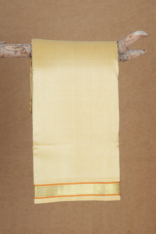 Zari Border Yellow Beige Silk Dhoti Angavastram Set