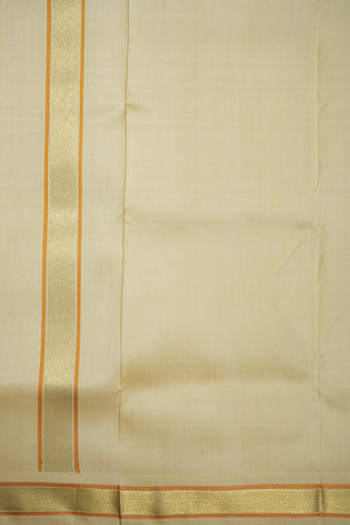 Zari Border Yellow Beige Silk Dhoti Angavastram Set