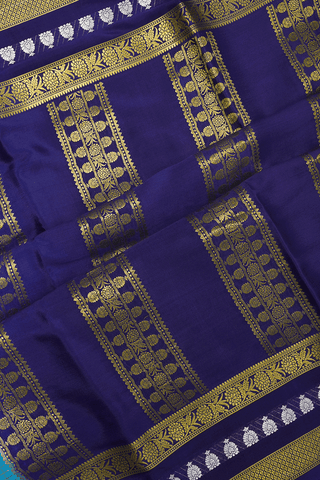 Checks With Buttas Design Cerulean Blue Mysore Silk Saree