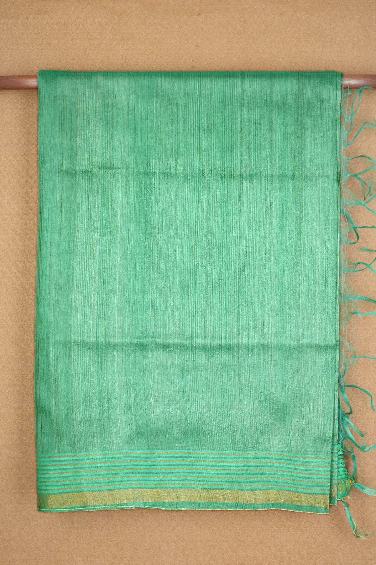 Zari Stripe Border Jade Green Jute Saree