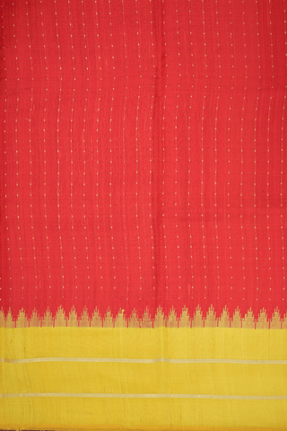 Zari Stripes Design Tomato Red Jute Saree