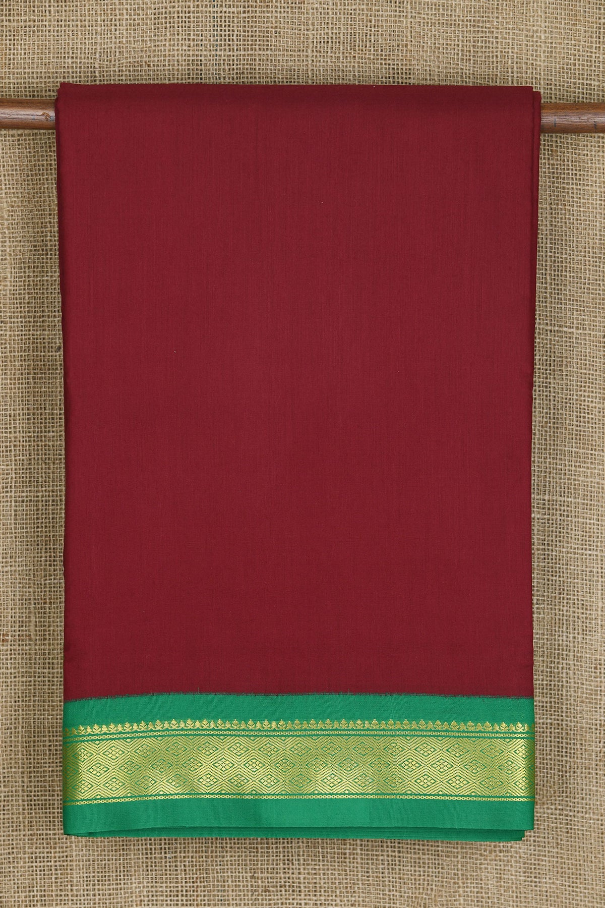 Contrast Diamond Zari Border In Plain Maroon Nine Yards Apoorva Cotton Saree