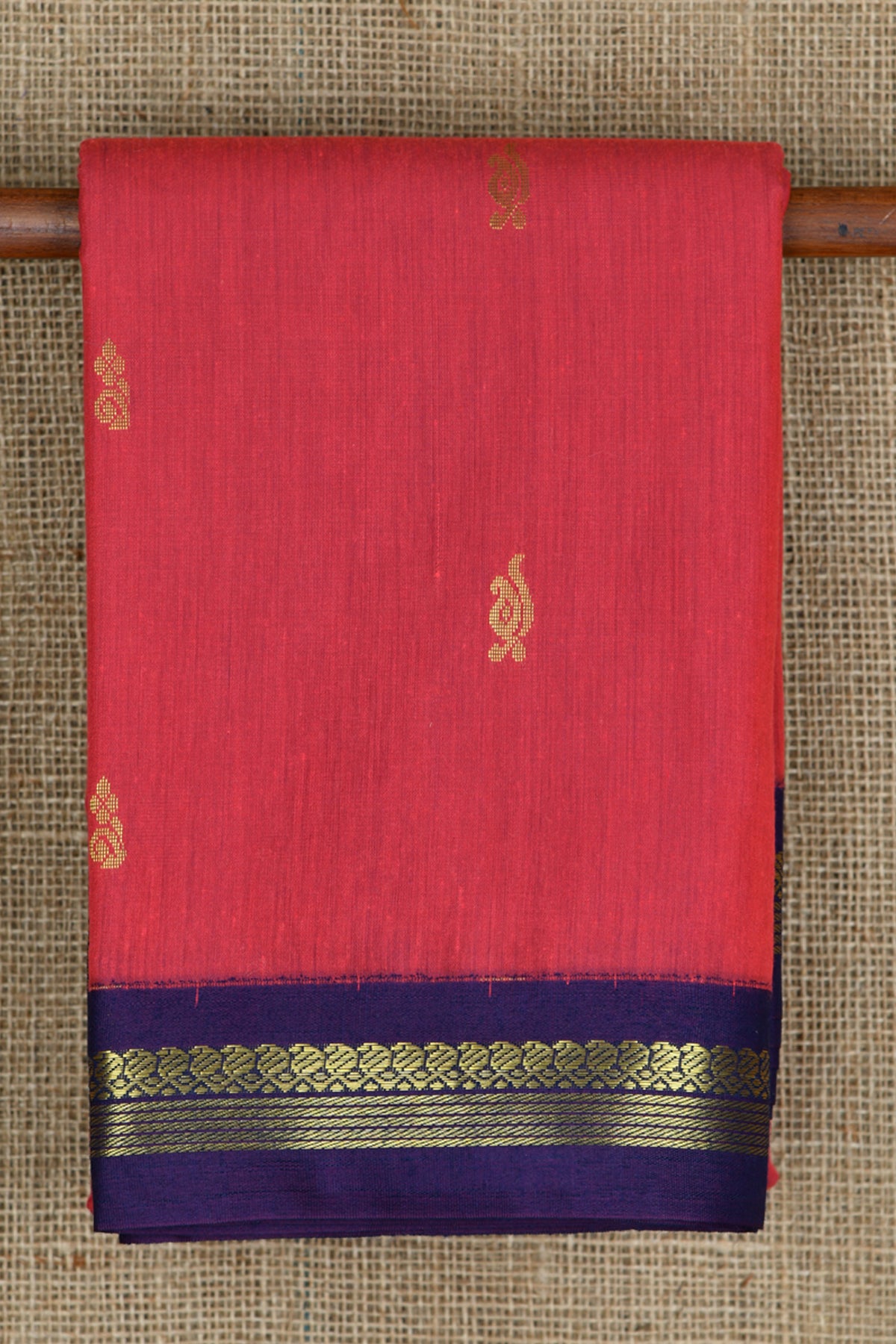 Contrast Border Zari Butta Hot Pink Apoorva Silk Saree