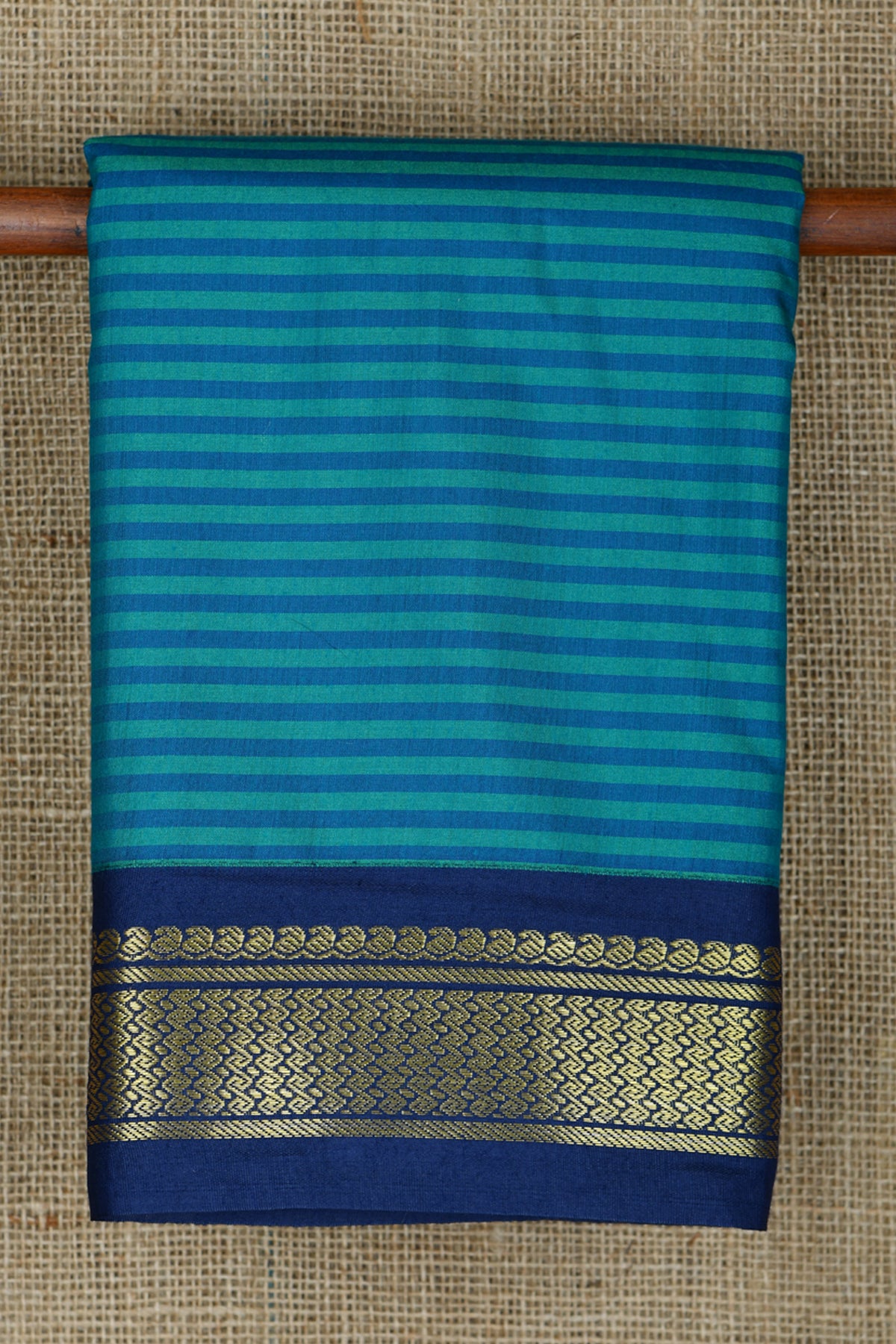 Paisley Border Design Peacock Blue Apoorva Silk Saree