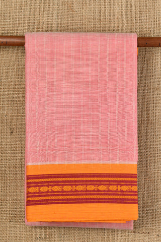 Baby Pink Checks Semi Gadwal Cotton Saree