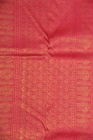 Rudraksh And Diamond Border With Brocade Hot Pink Kanchipuram Silk Saree