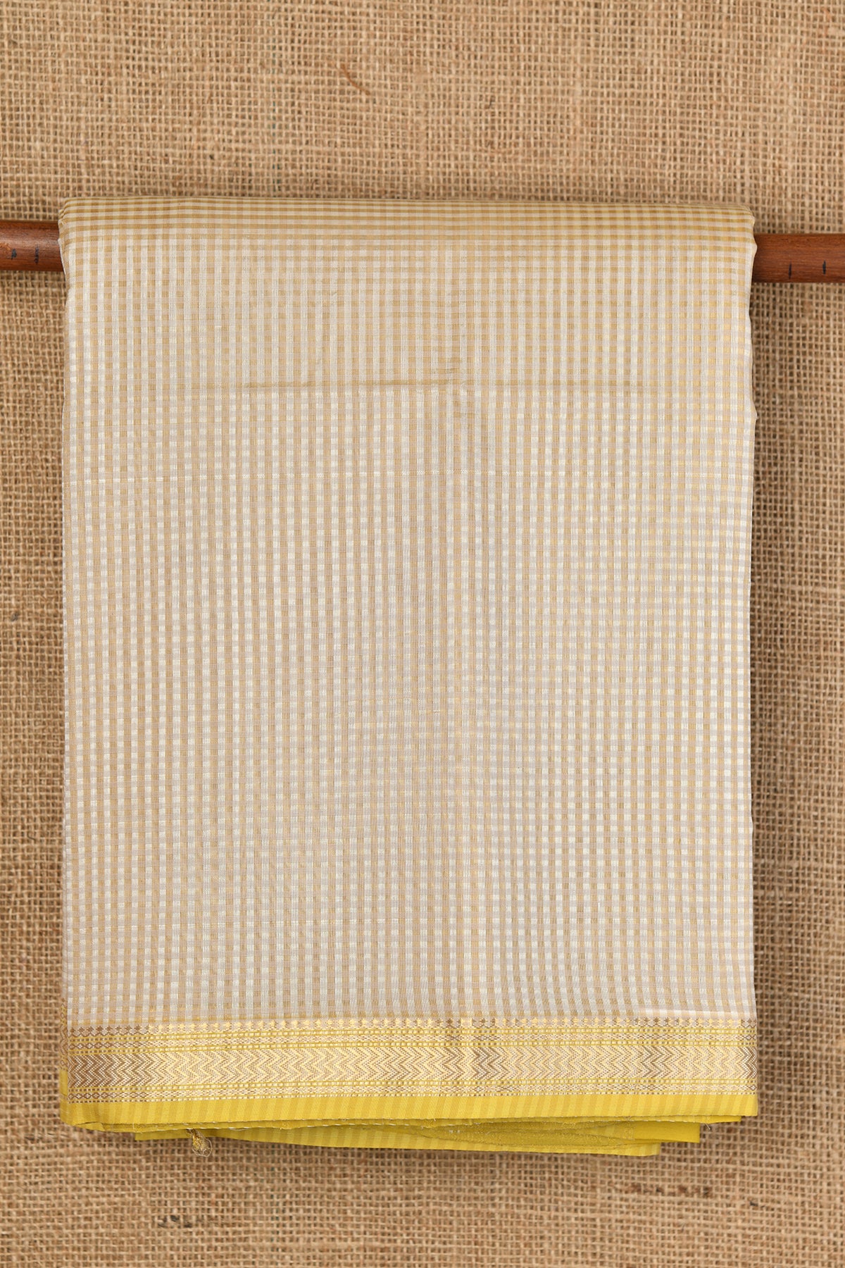 Checks Beige Maheshwari Silk Cotton Saree