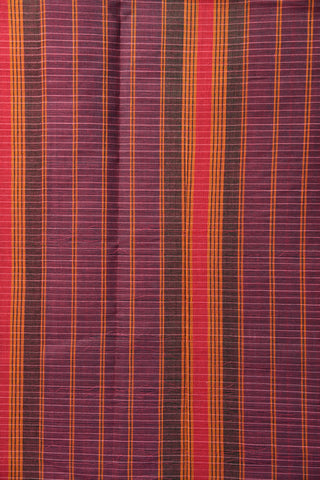 Checked Dark Magenta Semi Gadwal Cotton Saree