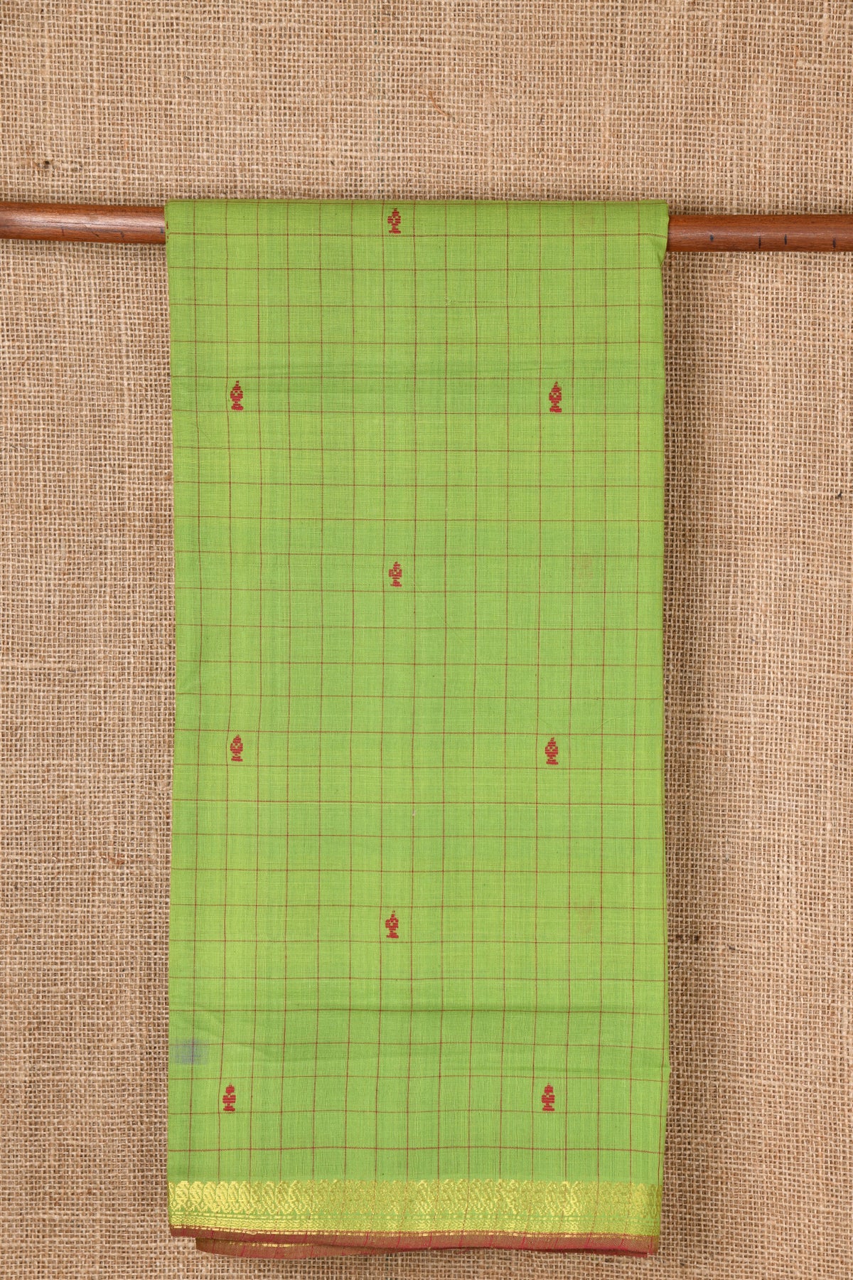 Checked Green Venkatagiri Cotton Saree