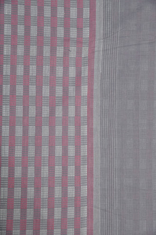 Grey And Onion Pink Checked Hand Spun Cotton Saree