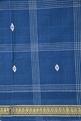 Checked Navy Blue Venkatagiri Cotton Saree