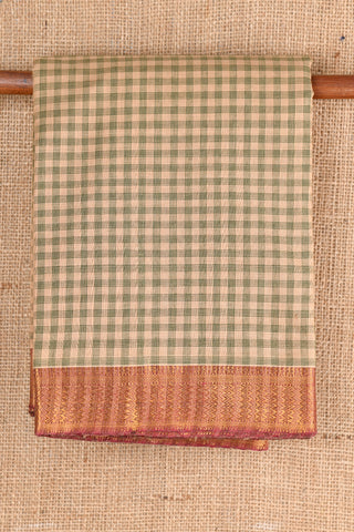 Checked Beige Managalagiri Cotton Saree