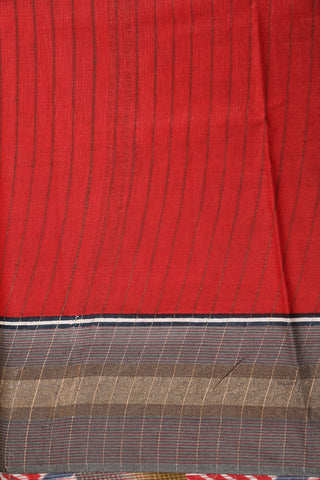 Contrast Grey Border Multicolor Tussar Saree