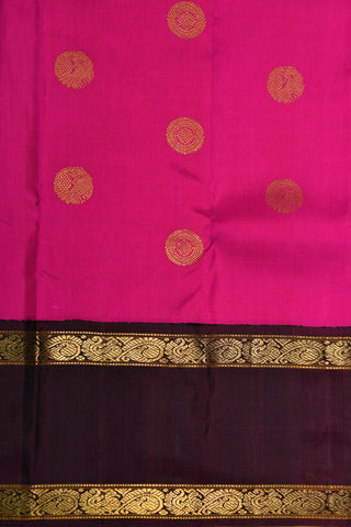 Contrast Rettai Pettu Border With Parrot Motif Magenta Pink Kanchipuram Silk Saree