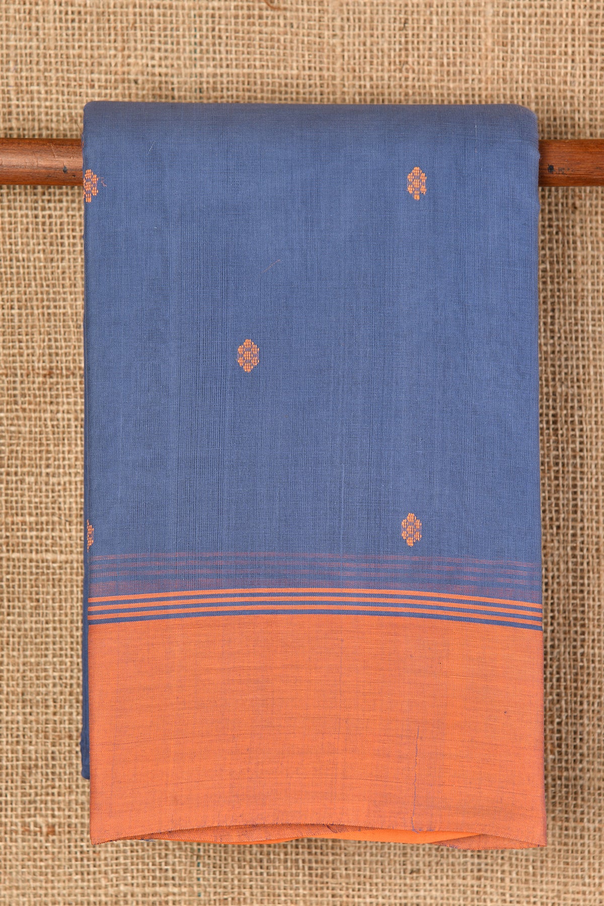 Floral Motif Blue Kanchi Cotton Saree