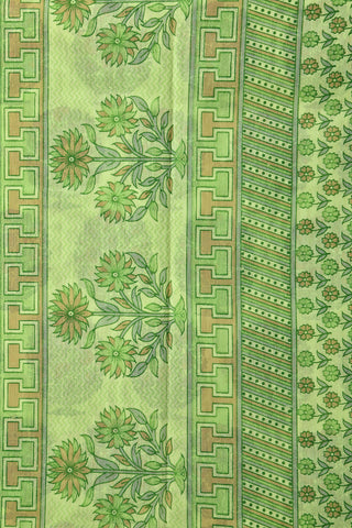 Floral Motif Green Chanderi Cotton Saree