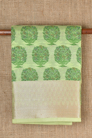 Floral Motif Green Chanderi Cotton Saree