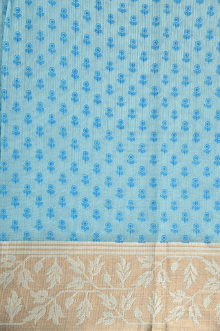 Floral Motif Pastel Blue Kota Cotton Saree