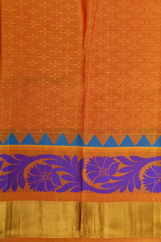 Floral Border Design Brown Kanchipuram Silk Saree