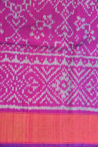 Ikat Design Magenta Raw Silk Weave Patola Silk Saree