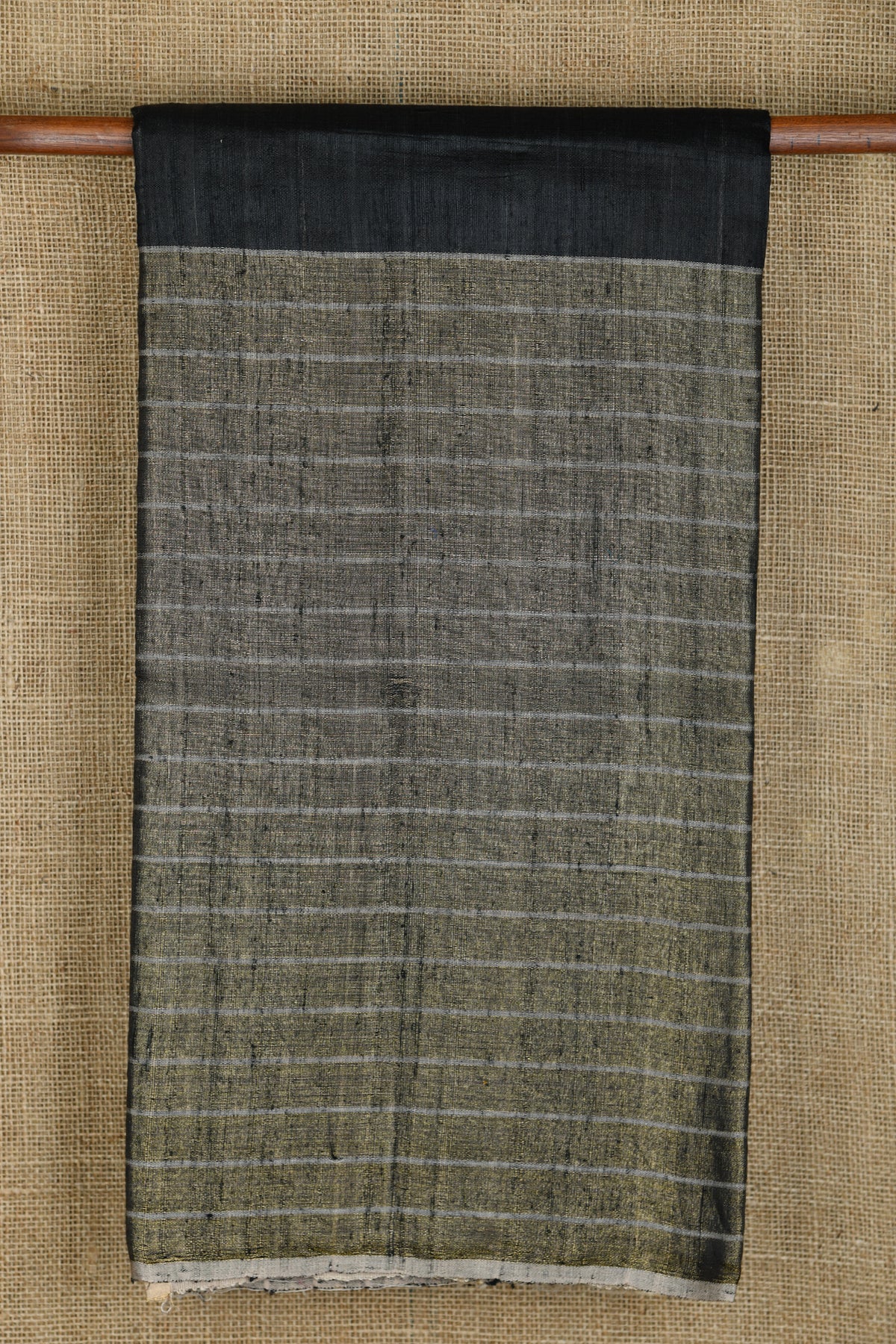 Striped Big Border Black Jute Silk Saree