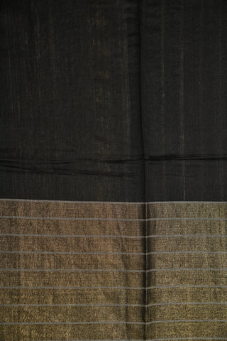 Striped Big Border Black Jute Silk Saree