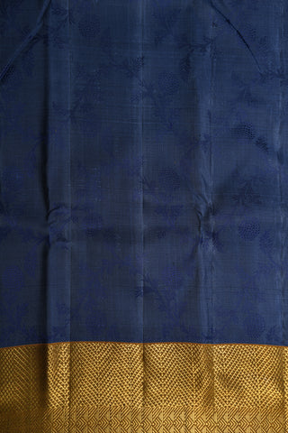 Chevron Border Design Ash Blue Kanchipuram Silk Saree