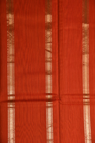 Ochre Red Plain Kora Silk Cotton Saree