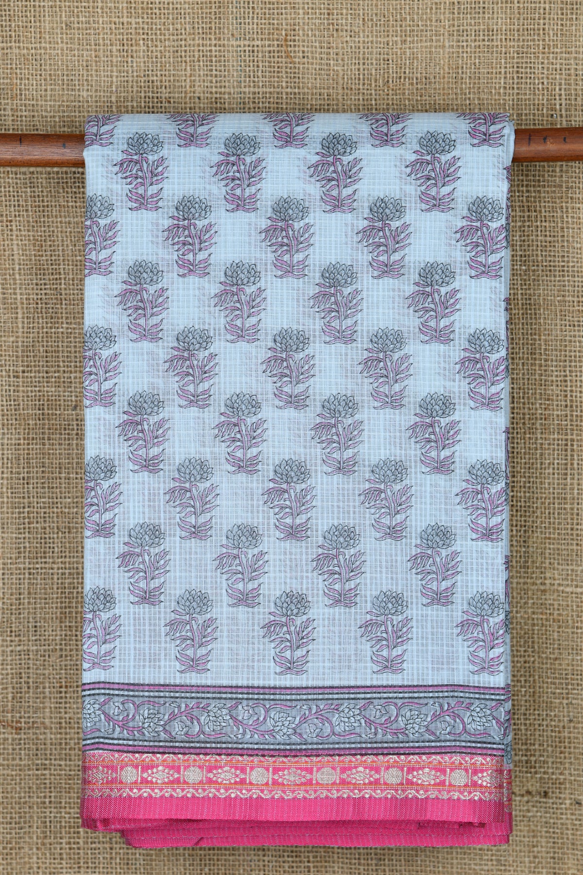 Floral Design Pastel Blue Kota Cotton Saree