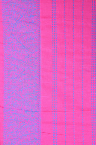 Leaf Border Design Rose Pink Poly Cotton Saree