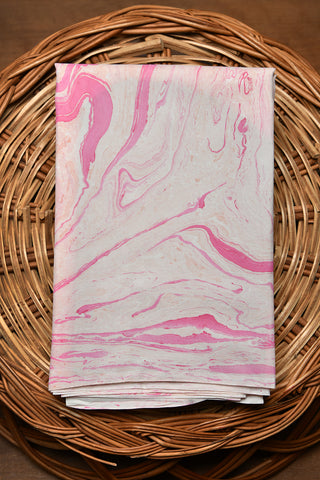 Stone Texture Design Pink Hand Marbled Pure Silk Saree