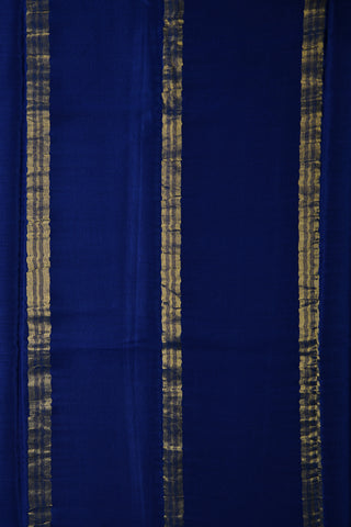 Plain Royal Blue Floral Border Mysore Silk Saree