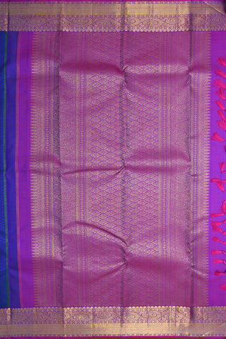 Jacquard Pattern Peacock Blue Kanchipuram Silk Saree