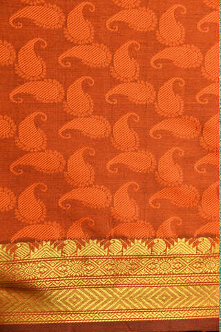 Paisley Design Light Brown Poly Cotton Saree