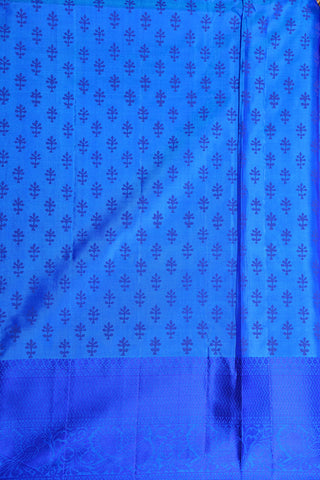 Thread Work Peacock Border With Allover Block Printed Purple Kanchipuram Silk Saree