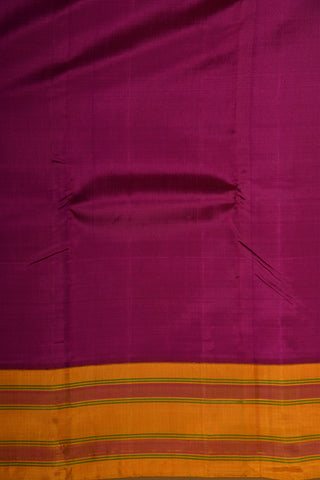 Thread Work Stripes Border In Plain Magenta Kanchipuram Silk Saree