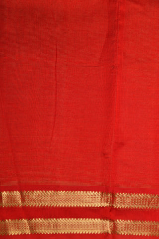 Minimal Zari Border Plain Chilly Red Silk Cotton Saree