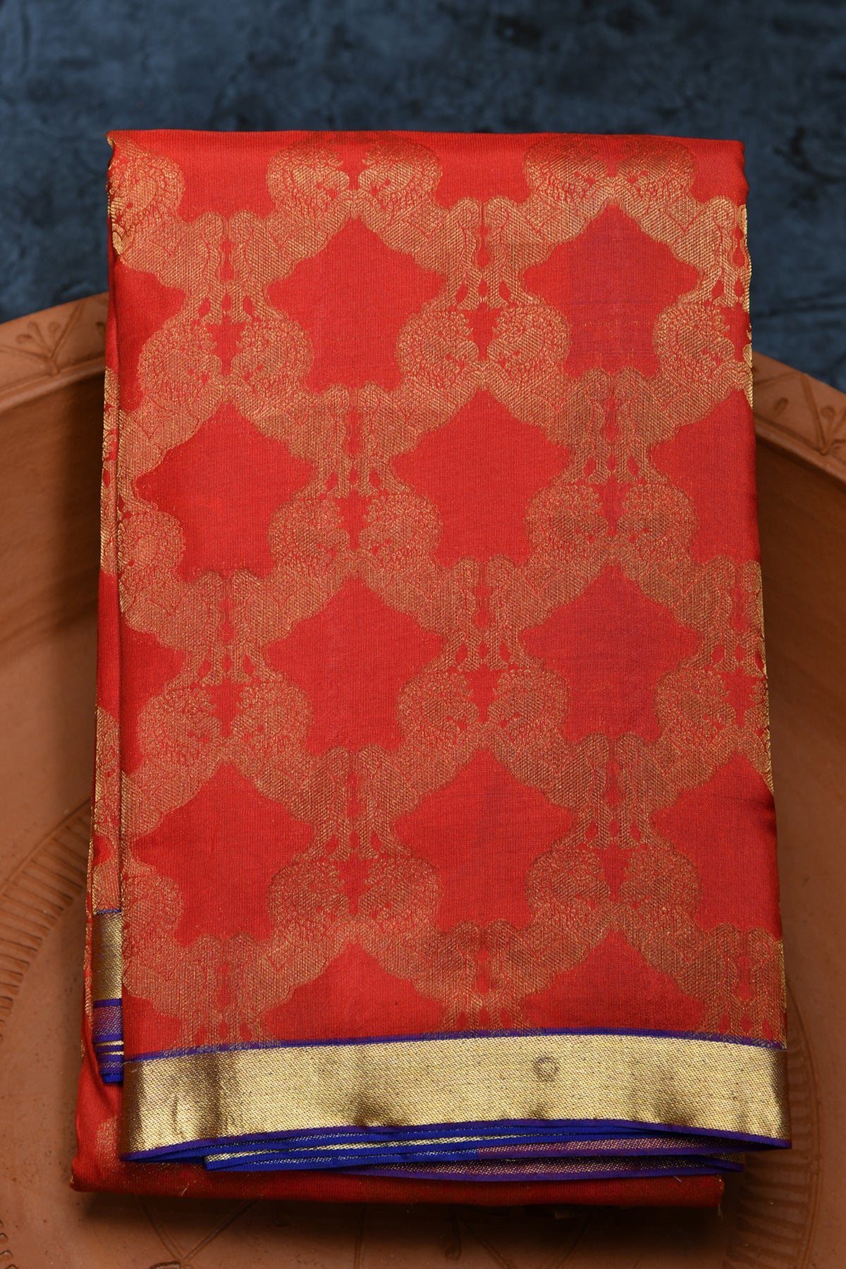 Yazhi Motif Red Kanchipuram Silk Saree