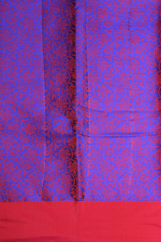 Rani Pink Border With Thread Work Floral Creepers Cobalt Blue Kanchipuram Silk Saree