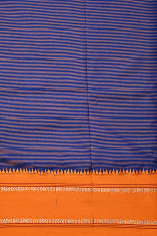 Striped Navy Blue Dharwad Cotton Saree