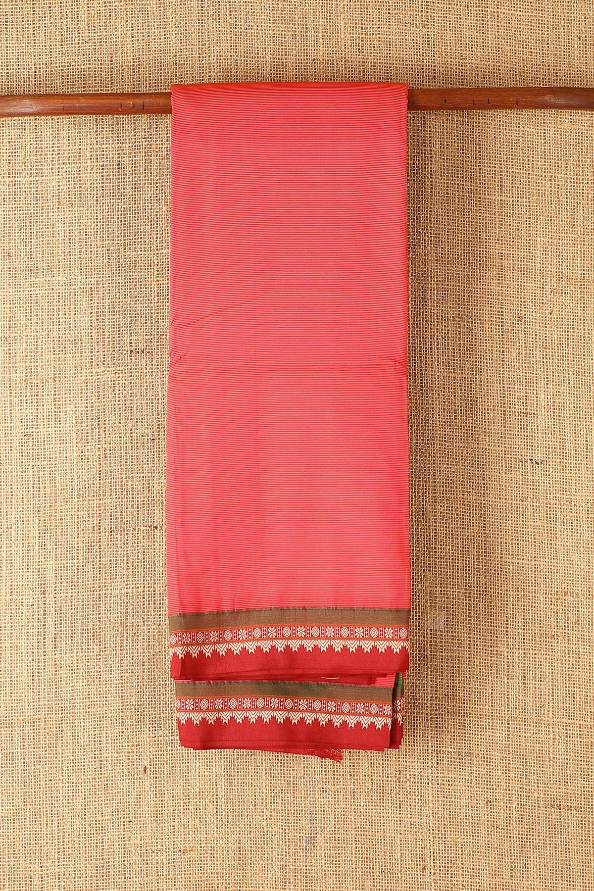 Striped Temple Border Pink Dharwad Cotton Saree