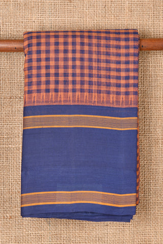 Temple Border Checked Multicolor Kanchi Cotton Saree