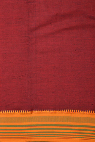 Temple Border Dark Maroon Dharwad Cotton Saree