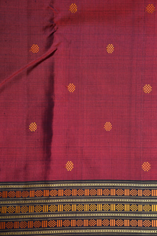 Thread Work Contrast Border Maroon Kanchipuram Silk Saree